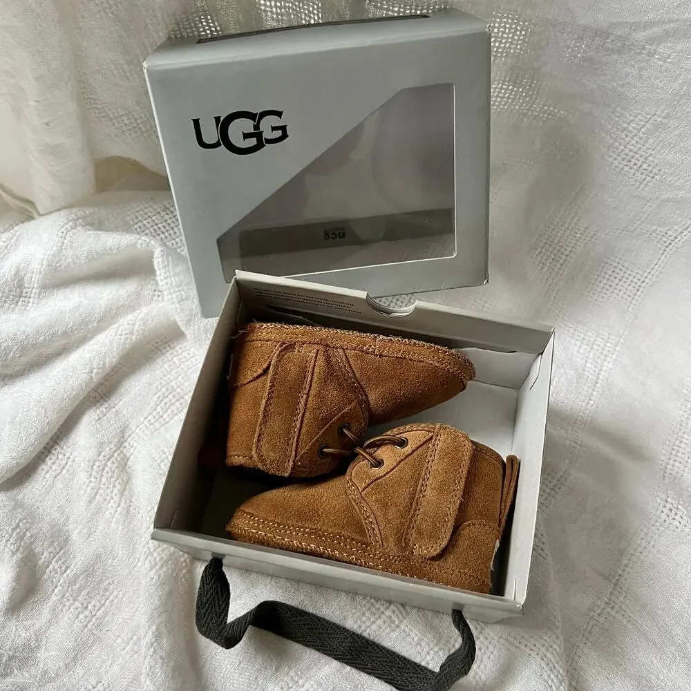 UGG Baby Neumel Chestnut Suede Boots Brown New in Box Size 2/3 6-12 Months